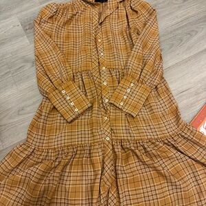Halogen Plaid Button-Down Dress